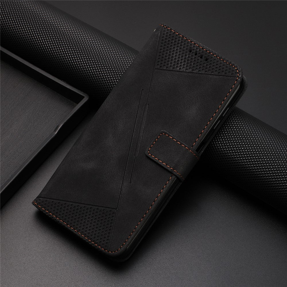 Til Samsung Galaxy A25 5G (Global) (161.0 x 76.5 x 8.3mm) Magnetisk Cover i PU Læder med Trekantsaftryk og Pungfunktion til Smartphone