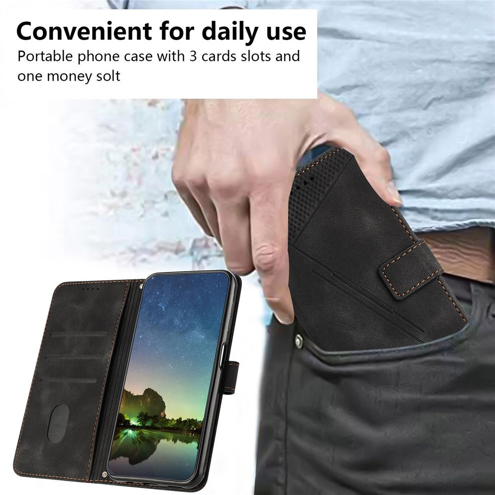 Til Samsung Galaxy A25 5G (Global) (161.0 x 76.5 x 8.3mm) Magnetisk Cover i PU Læder med Trekantsaftryk og Pungfunktion til Smartphone