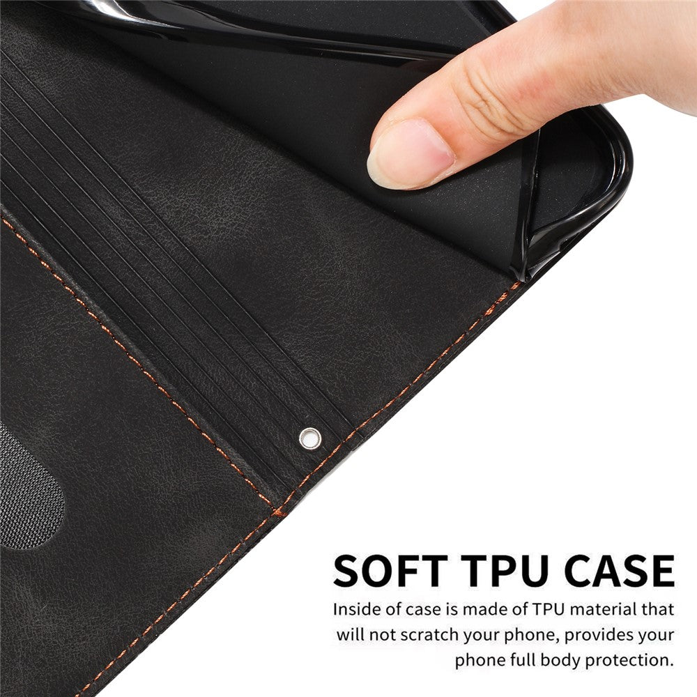 Til Samsung Galaxy A25 5G (Global) (161.0 x 76.5 x 8.3mm) Magnetisk Cover i PU Læder med Trekantsaftryk og Pungfunktion til Smartphone