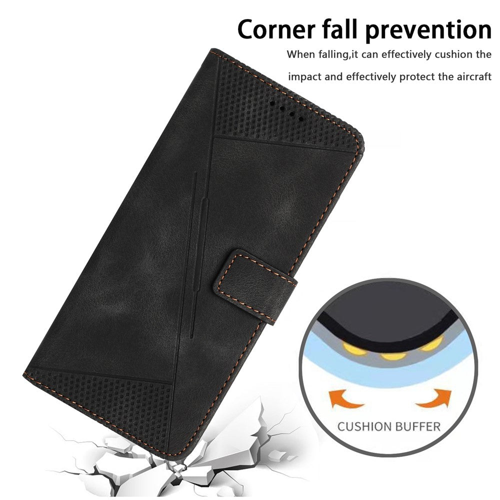 Til Samsung Galaxy A25 5G (Global) (161.0 x 76.5 x 8.3mm) Magnetisk Cover i PU Læder med Trekantsaftryk og Pungfunktion til Smartphone