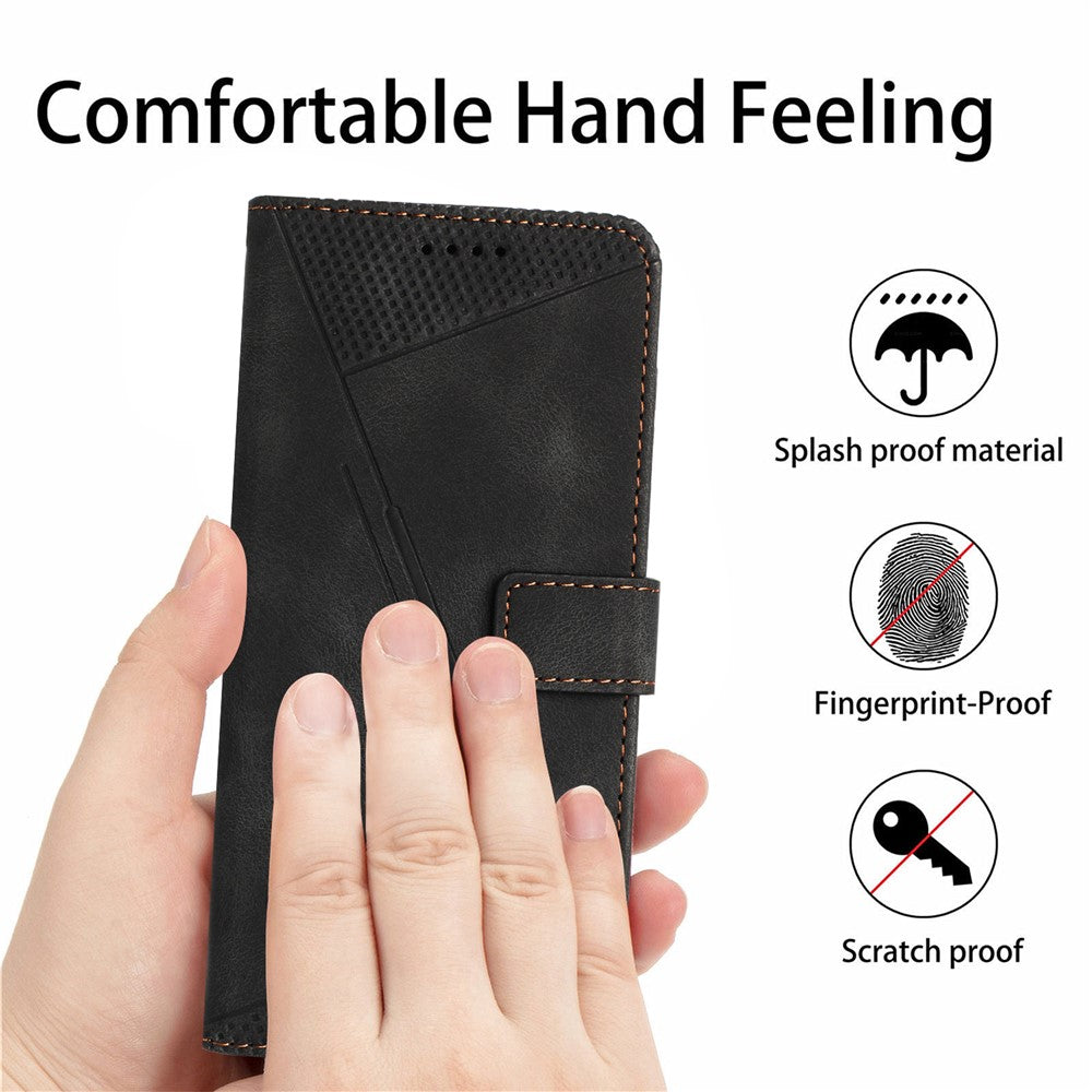 Til Samsung Galaxy A25 5G (Global) (161.0 x 76.5 x 8.3mm) Magnetisk Cover i PU Læder med Trekantsaftryk og Pungfunktion til Smartphone