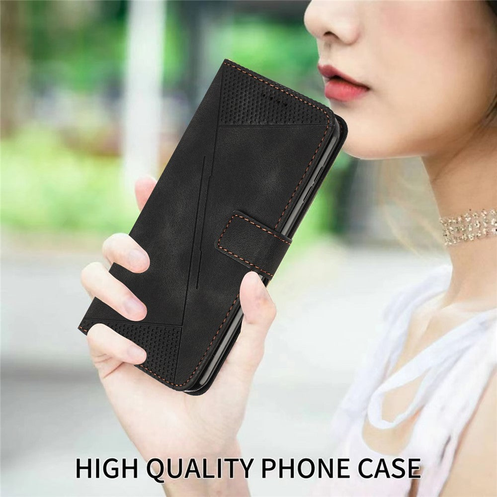 Til Samsung Galaxy A25 5G (Global) (161.0 x 76.5 x 8.3mm) Magnetisk Cover i PU Læder med Trekantsaftryk og Pungfunktion til Smartphone