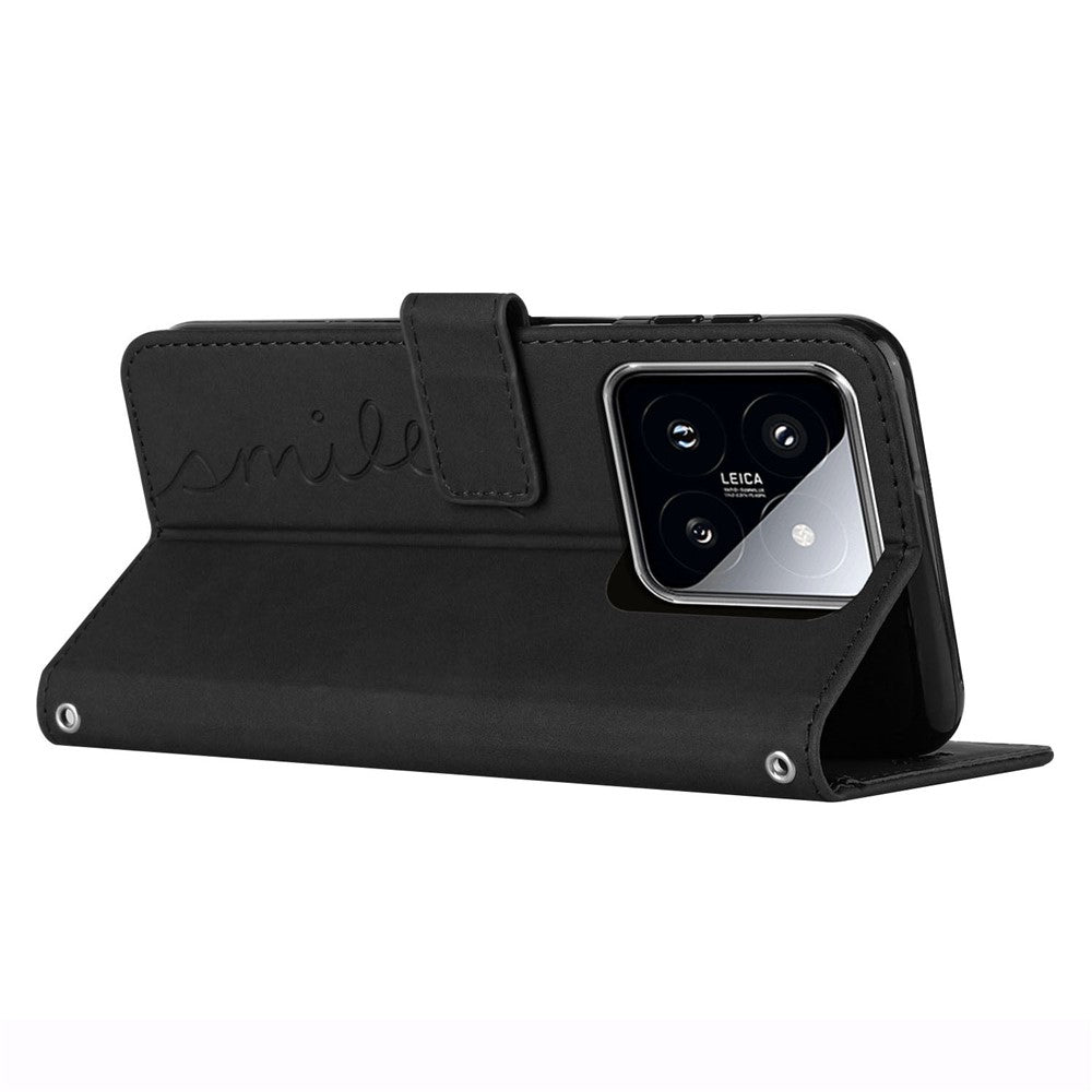 For Xiaomi 14 Cell Phone Case Heart Shape Imprinted PU Leather Stand Cover