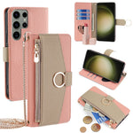 For Samsung Galaxy S23 Ultra Case Zipper Pocket Phone Cover with Shoulder Strap