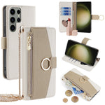 For Samsung Galaxy S23 Ultra Case Zipper Pocket Phone Cover with Shoulder Strap