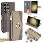 For Samsung Galaxy S23 Ultra Case Zipper Pocket Phone Cover with Shoulder Strap