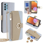 For Samsung Galaxy A32 4G (EU Version) Case PU Leather Wallet Cover with Crossbody Shoulder Strap