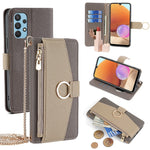 For Samsung Galaxy A32 4G (EU Version) Case PU Leather Wallet Cover with Crossbody Shoulder Strap