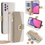 For Samsung Galaxy A33 5G Cell Phone Case Wallet PU Leather Cover with Chain Shoulder Strap