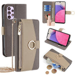 For Samsung Galaxy A33 5G Cell Phone Case Wallet PU Leather Cover with Chain Shoulder Strap
