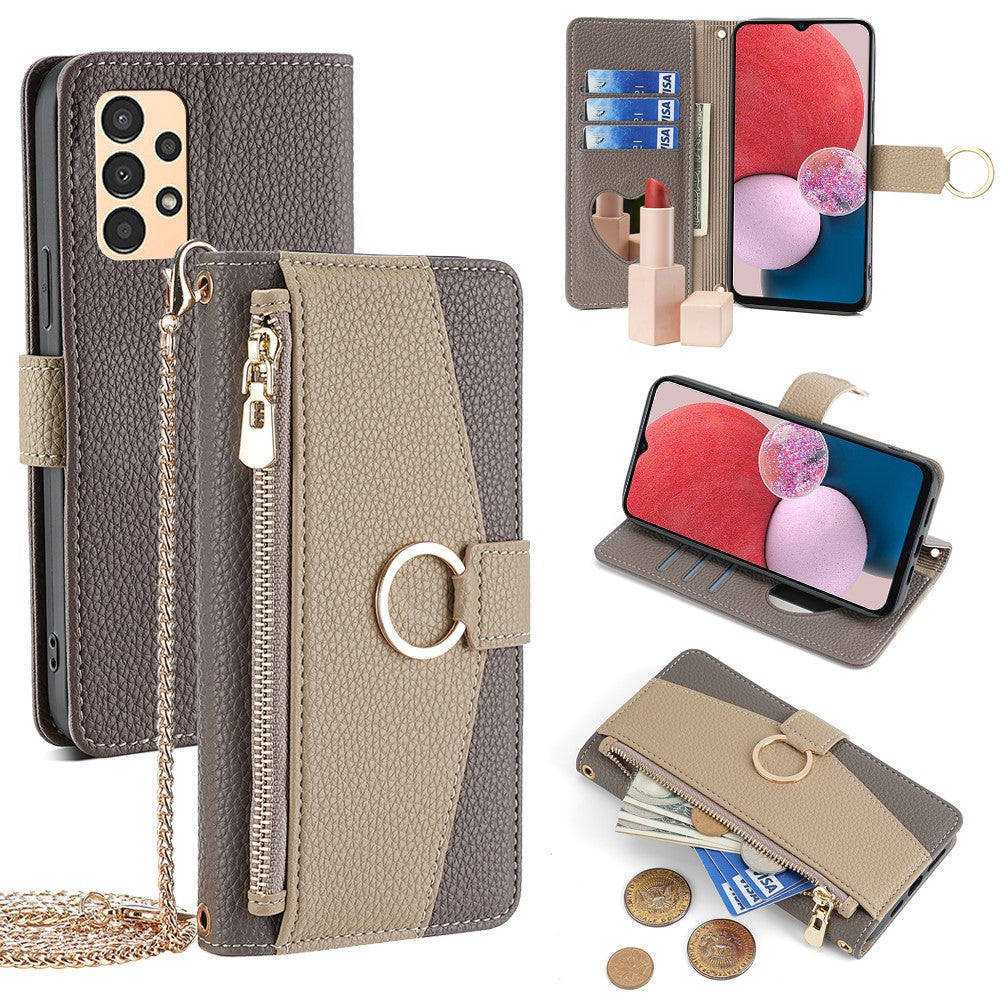 Til Samsung Galaxy A13 4G Cover Lynlåslomme Telefonbeskyttelsescover med Makeup Spejl