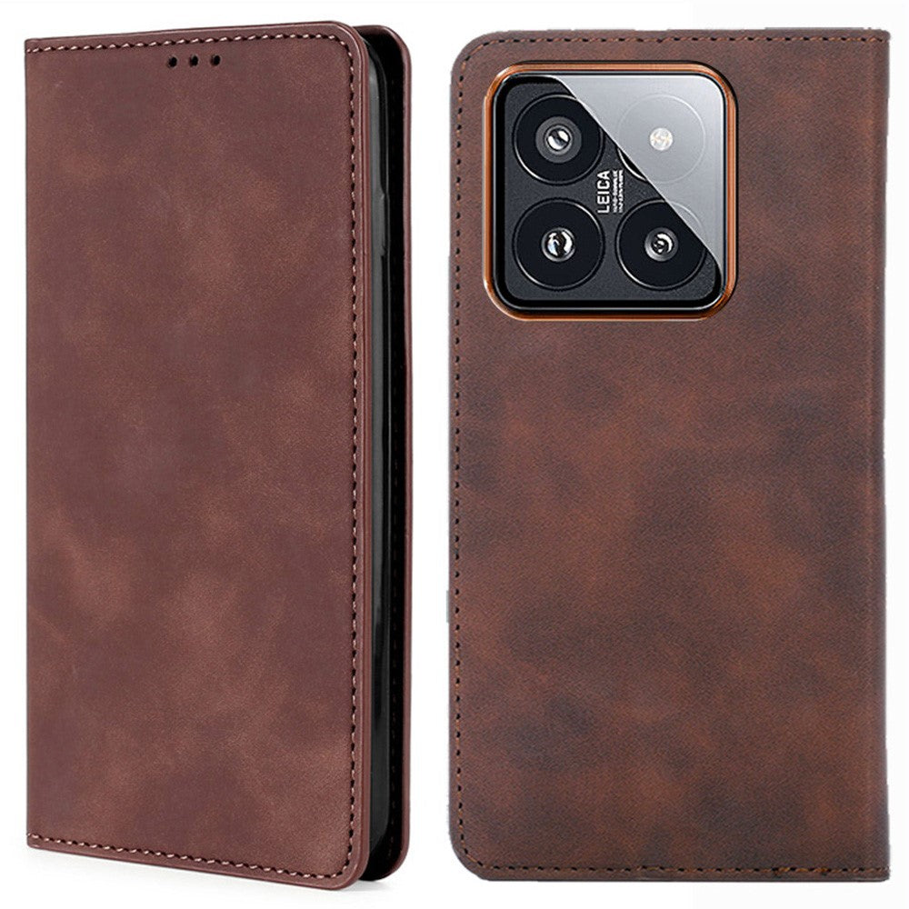 For Xiaomi 14 Pro Case Skin-Touch Feeling PU Leather Stand Card Slots Phone Cover
