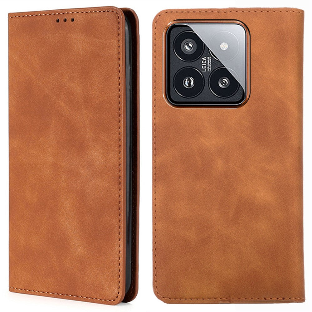 For Xiaomi 14 Pro Case Skin-Touch Feeling PU Leather Stand Card Slots Phone Cover