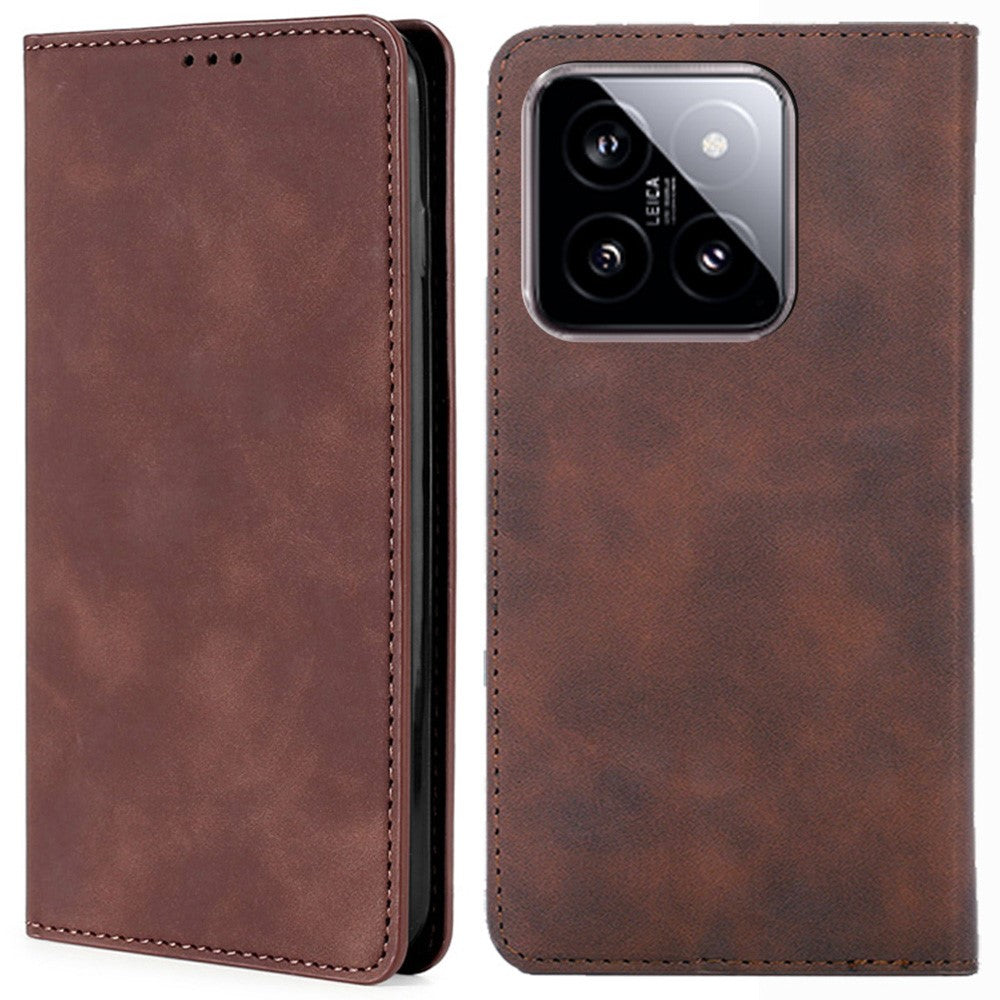 For Xiaomi 14 Case Leather Magnetic Phone Stand Shell Card Slots Mobile Phone Cover