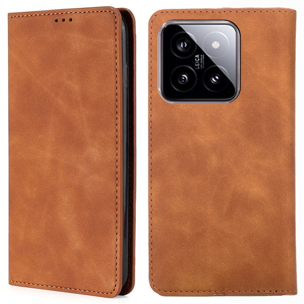 For Xiaomi 14 Case Leather Magnetic Phone Stand Shell Card Slots Mobile Phone Cover