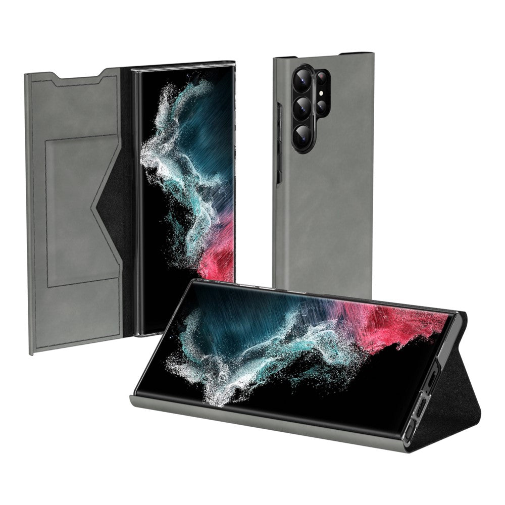 For Samsung Galaxy S24 Ultra Case Nappa Texture Stand Card Holder Mobile Phone Cover