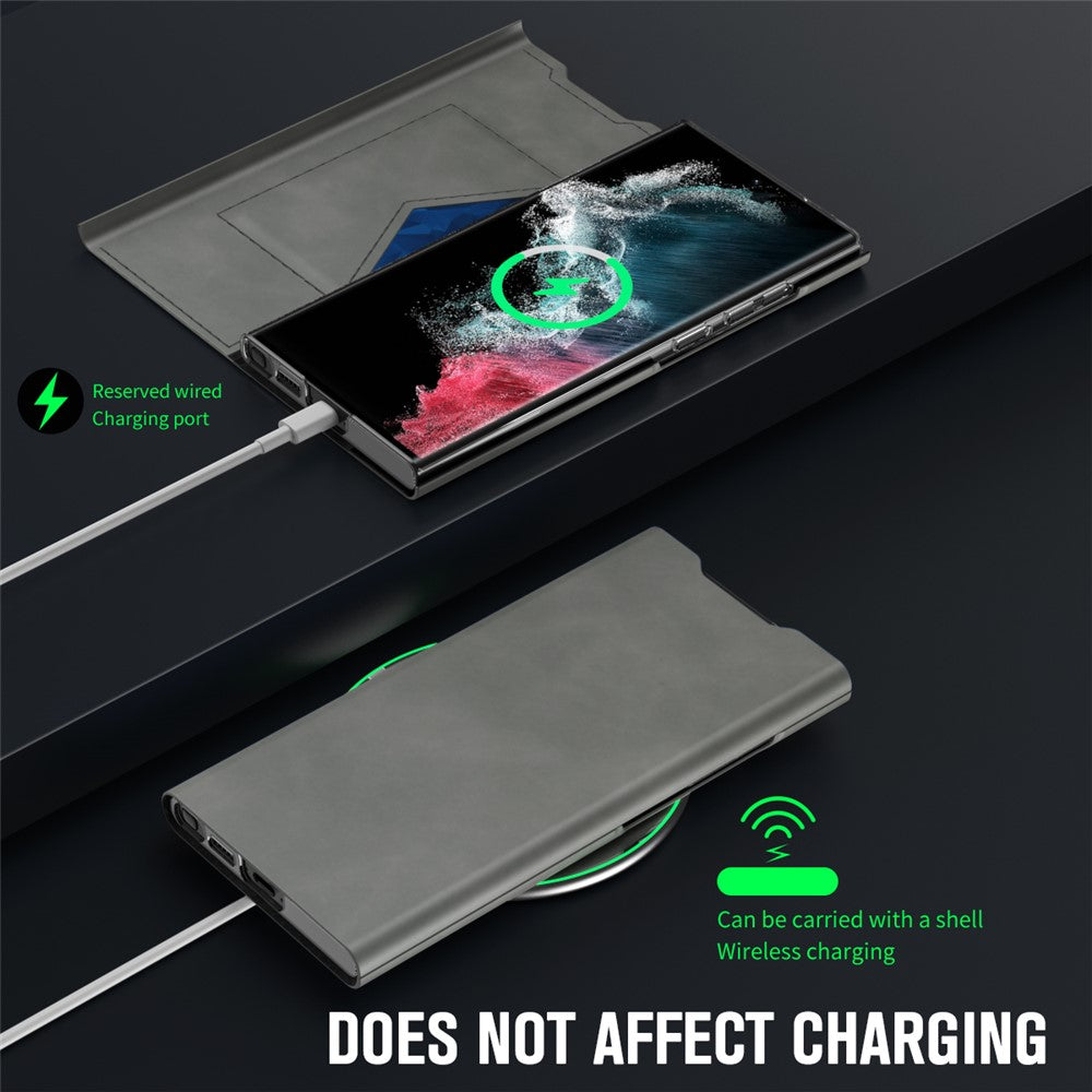 For Samsung Galaxy S24 Ultra Case Nappa Texture Stand Card Holder Mobile Phone Cover