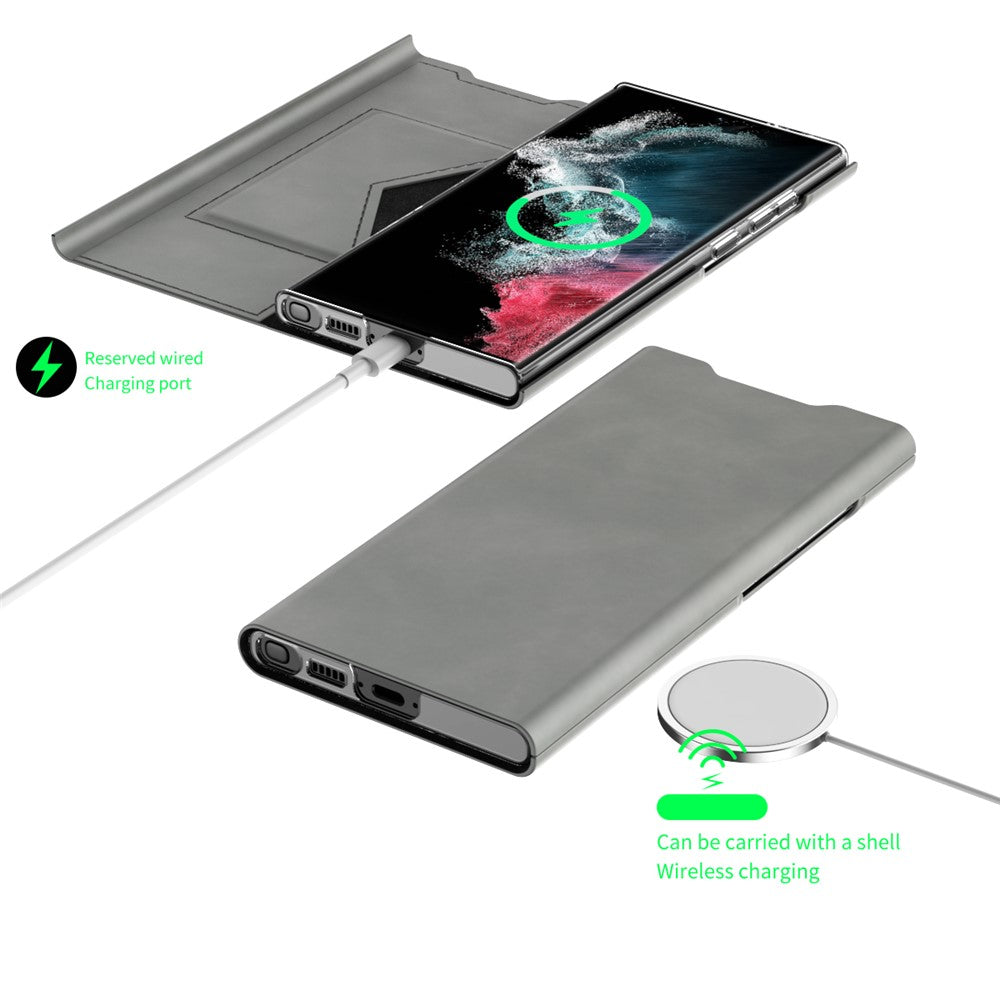 For Samsung Galaxy S24 Ultra Case Nappa Texture Stand Card Holder Mobile Phone Cover