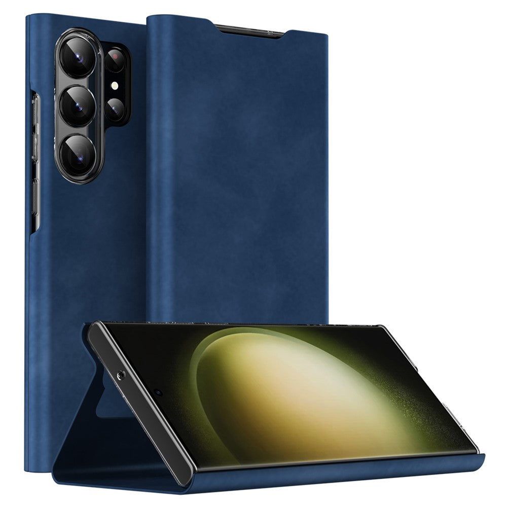 For Samsung Galaxy S24 Ultra Case Nappa Texture Stand Card Holder Mobile Phone Cover