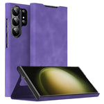 For Samsung Galaxy S24 Ultra Case Nappa Texture Stand Card Holder Mobile Phone Cover