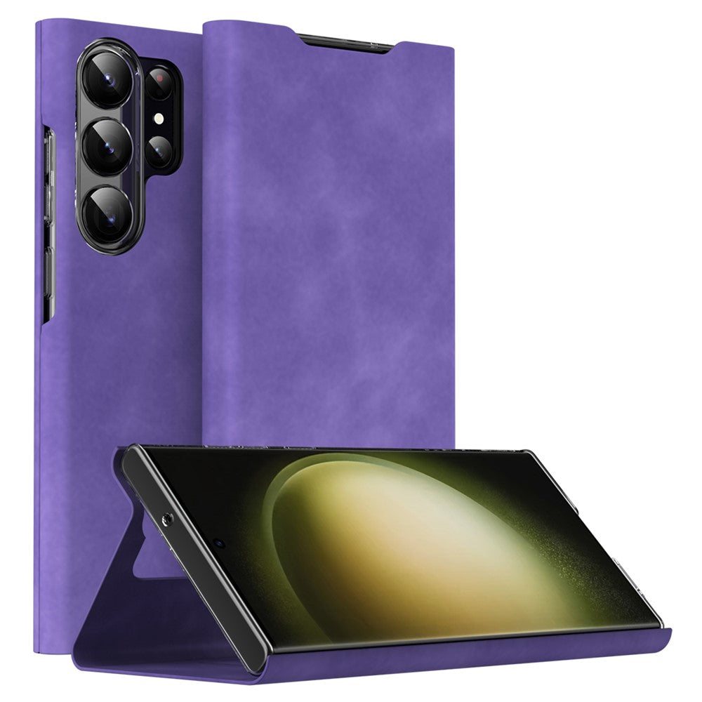 For Samsung Galaxy S24 Ultra Case Nappa Texture Stand Card Holder Mobile Phone Cover