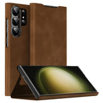 For Samsung Galaxy S24 Ultra Case Nappa Texture Stand Card Holder Mobile Phone Cover