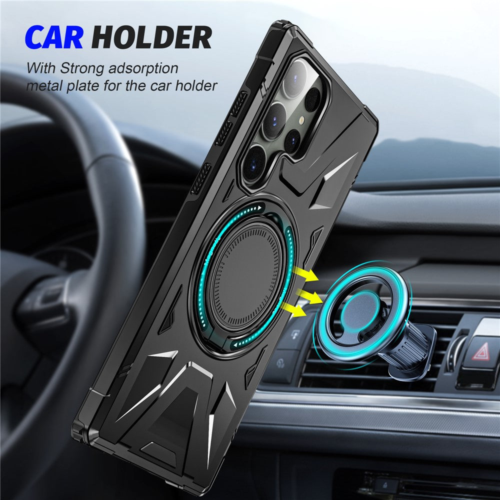 For Samsung Galaxy S24 Ultra Case TPU+PC Rotary Kickstand Phone Back Cover