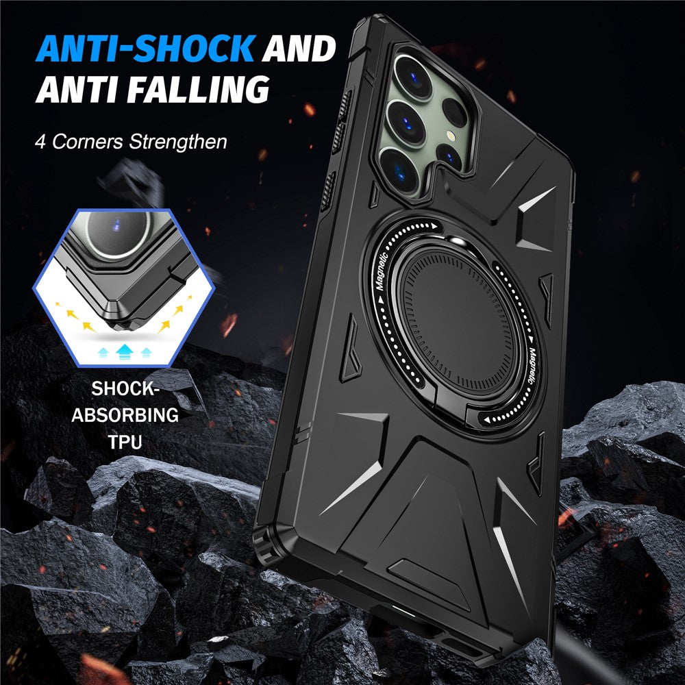 For Samsung Galaxy S24 Ultra Case TPU+PC Rotary Kickstand Phone Back Cover