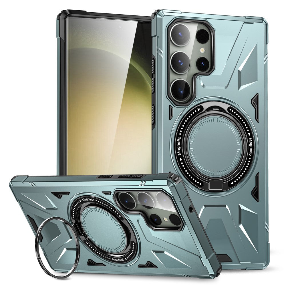 For Samsung Galaxy S24 Ultra Case TPU+PC Rotary Kickstand Phone Back Cover