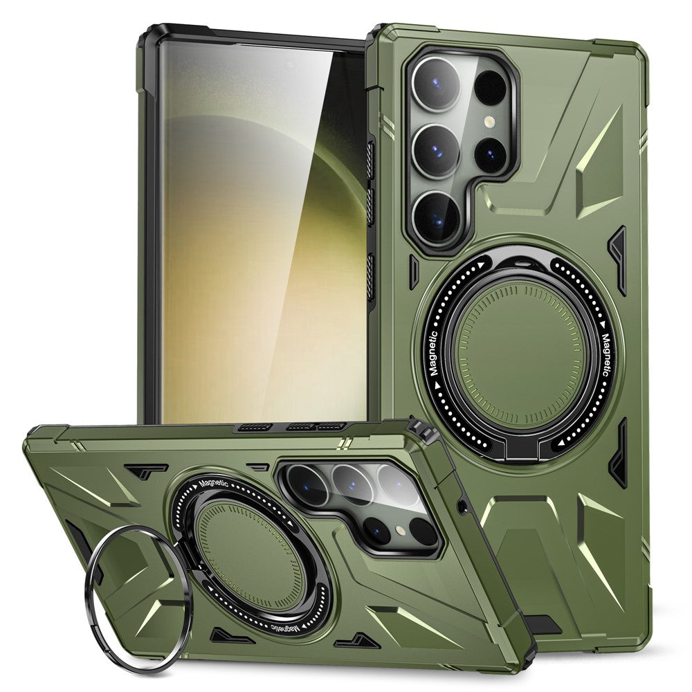 For Samsung Galaxy S24 Ultra Case TPU+PC Rotary Kickstand Phone Back Cover