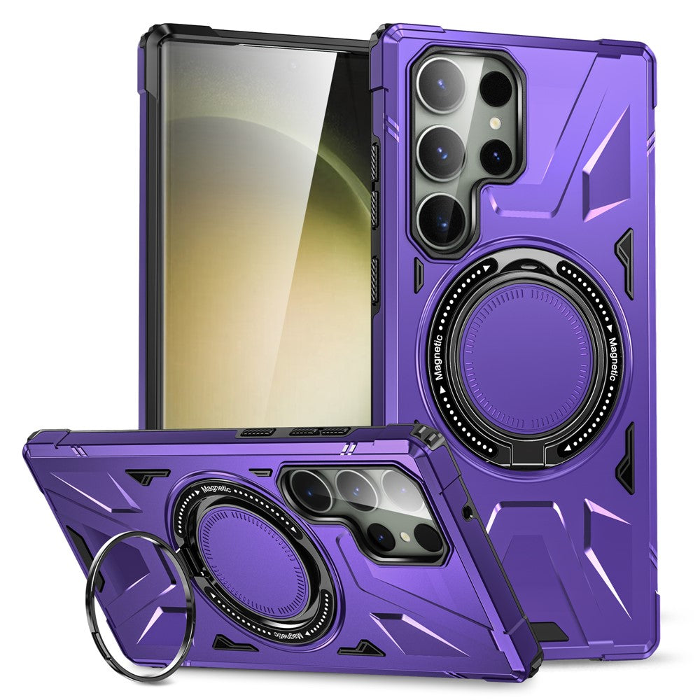 For Samsung Galaxy S24 Ultra Case TPU+PC Rotary Kickstand Phone Back Cover