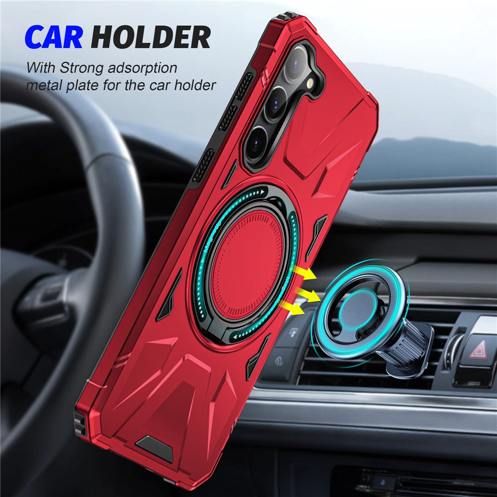 For Samsung Galaxy S25 / S24 Magnetic Case TPU+PC Protective Cover with Ring Kickstand