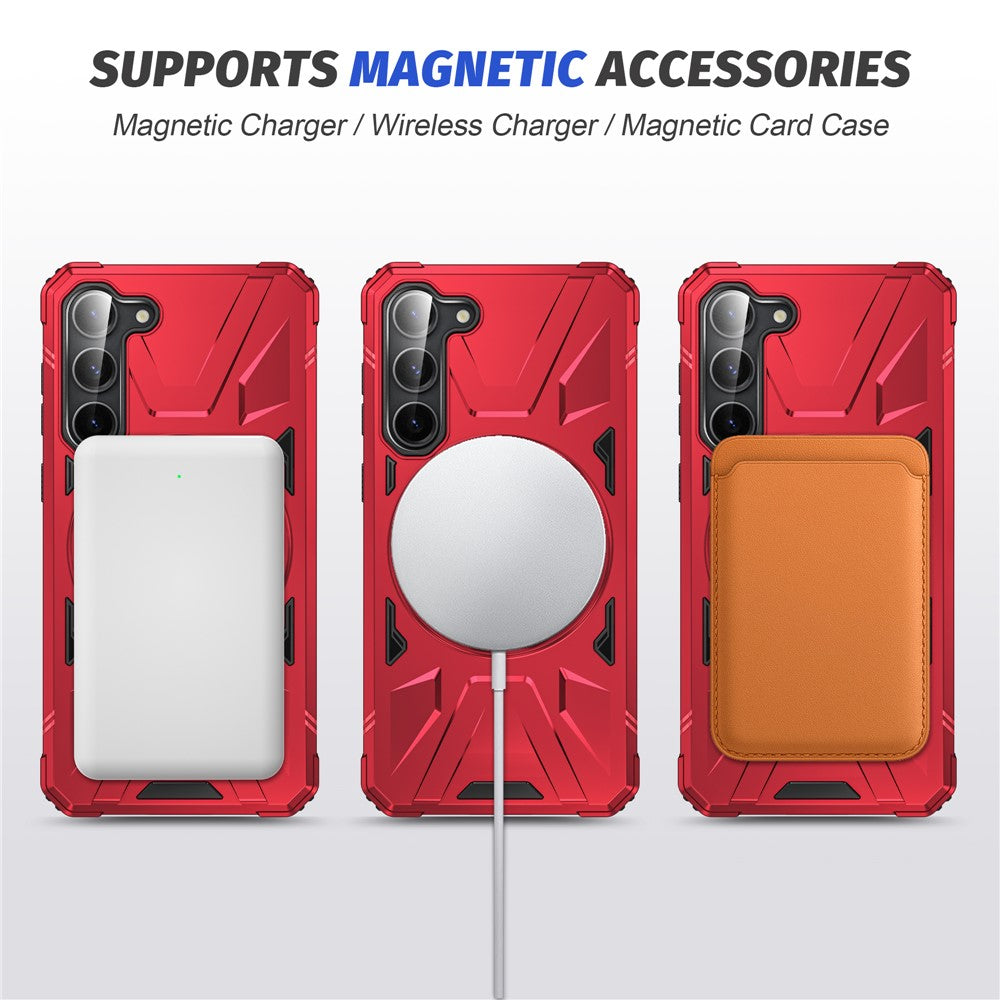 For Samsung Galaxy S25 / S24 Magnetic Case TPU+PC Protective Cover with Ring Kickstand