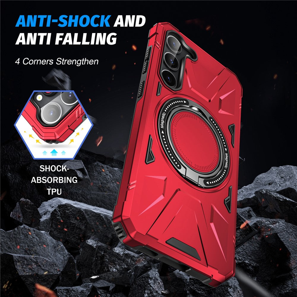 For Samsung Galaxy S25 / S24 Magnetic Case TPU+PC Protective Cover with Ring Kickstand
