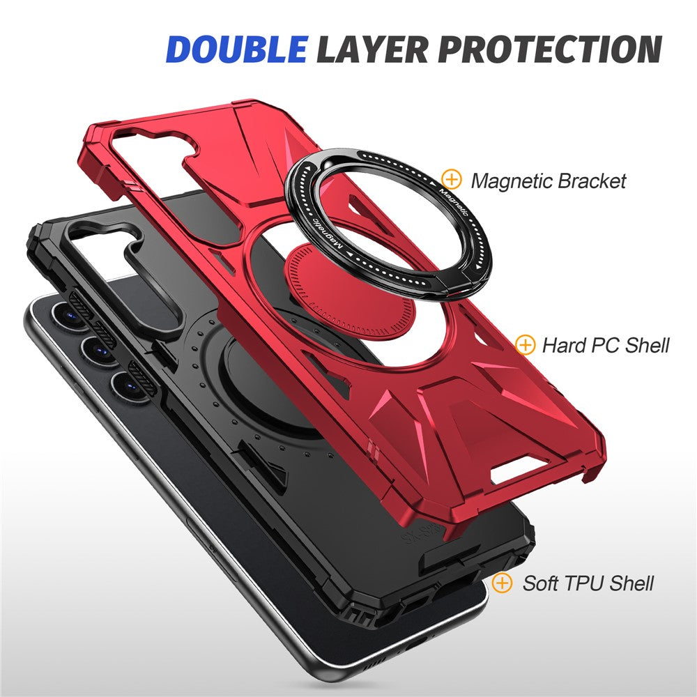 For Samsung Galaxy S25 / S24 Magnetic Case TPU+PC Protective Cover with Ring Kickstand