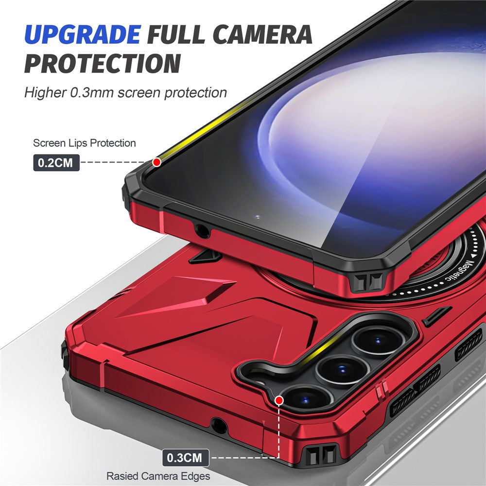 For Samsung Galaxy S25 / S24 Magnetic Case TPU+PC Protective Cover with Ring Kickstand