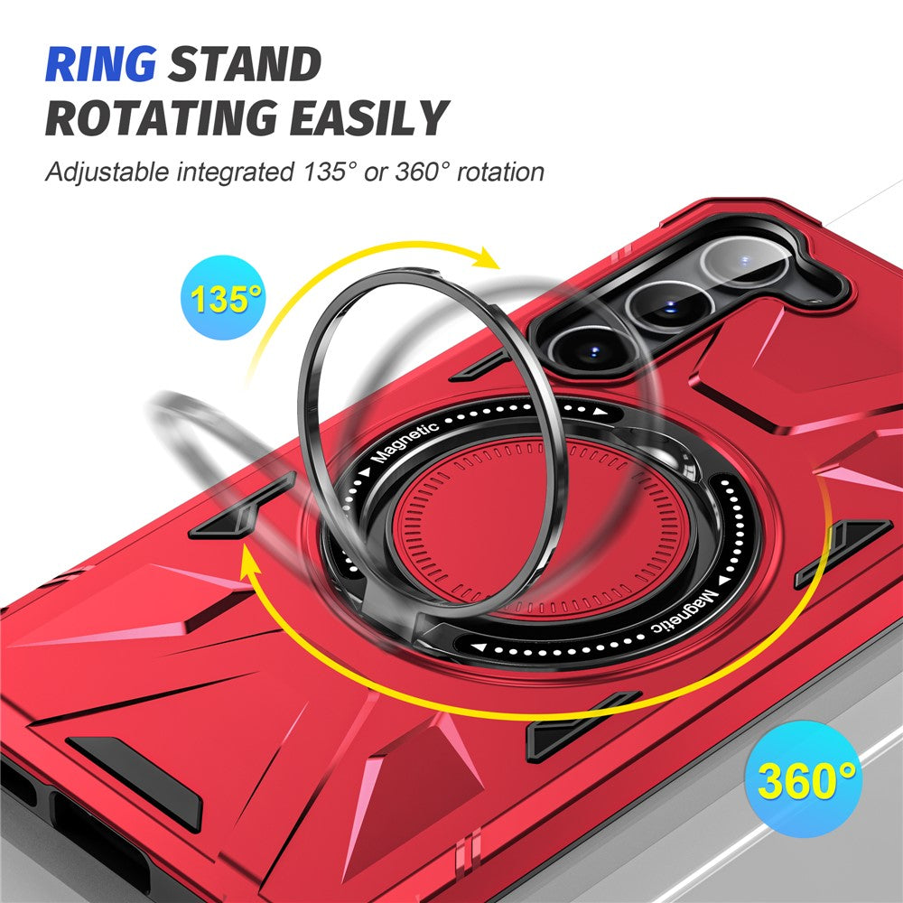 For Samsung Galaxy S25 / S24 Magnetic Case TPU+PC Protective Cover with Ring Kickstand
