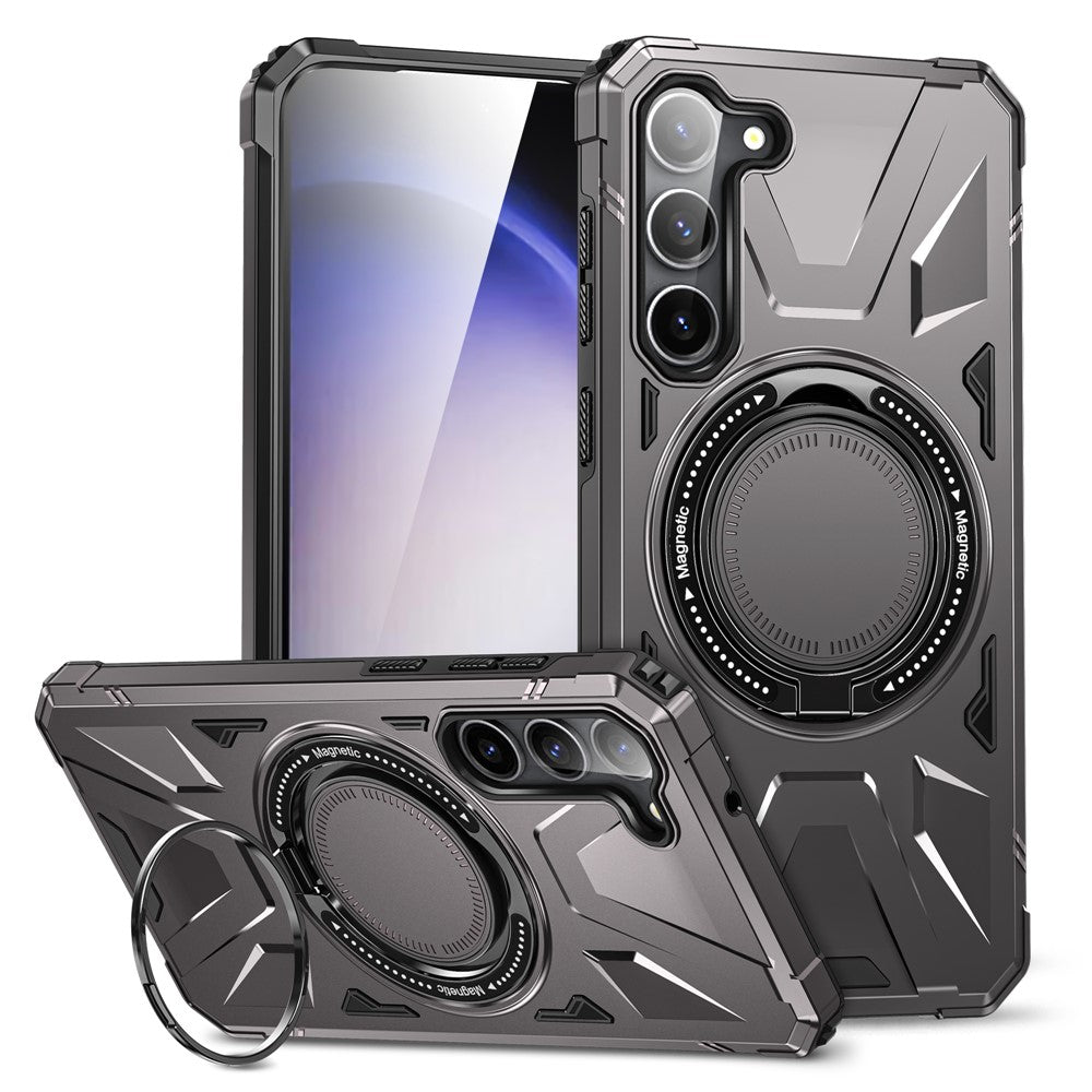 For Samsung Galaxy S25 / S24 Magnetic Case TPU+PC Protective Cover with Ring Kickstand
