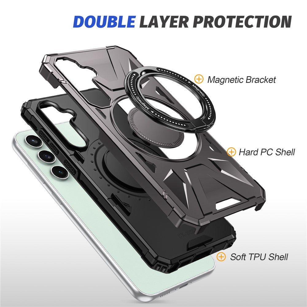 Til Samsung Galaxy A15 5G Cover Stødabsorberende TPU+PC Magnetisk Smartphone Cover