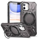 Til iPhone 12 / 12 Pro 6,1 tommer telefoncover TPU+PC magnetisk bagskal med roterende støttefod