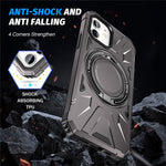Til iPhone 12 / 12 Pro 6,1 tommer telefoncover TPU+PC magnetisk bagskal med roterende støttefod