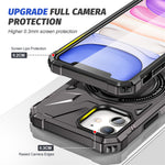 Til iPhone 12 / 12 Pro 6,1 tommer telefoncover TPU+PC magnetisk bagskal med roterende støttefod