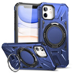 Til iPhone 12 / 12 Pro 6,1 tommer telefoncover TPU+PC magnetisk bagskal med roterende støttefod
