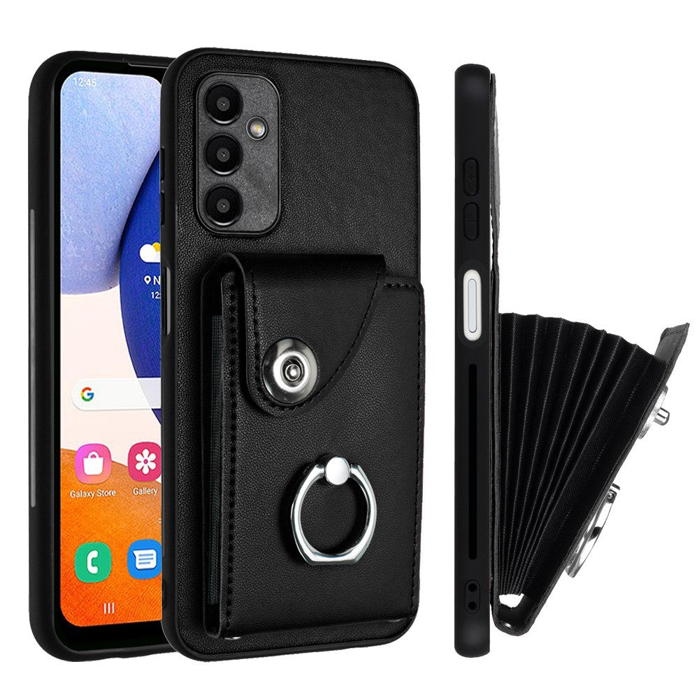 YB Leather Coating Series-7 for Samsung Galaxy A15 5G Case Rotary Ring Kickstand Phone Cover