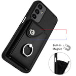 YB Leather Coating Series-7 for Samsung Galaxy A15 5G Case Rotary Ring Kickstand Phone Cover