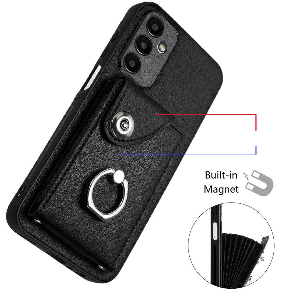 YB Leather Coating Series-7 for Samsung Galaxy A15 5G Case Rotary Ring Kickstand Phone Cover