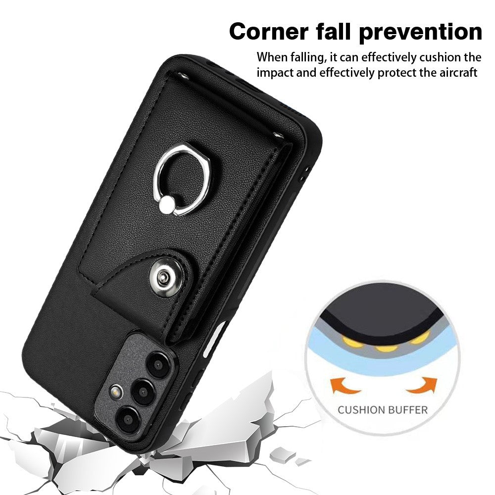 YB Leather Coating Series-7 for Samsung Galaxy A15 5G Case Rotary Ring Kickstand Phone Cover