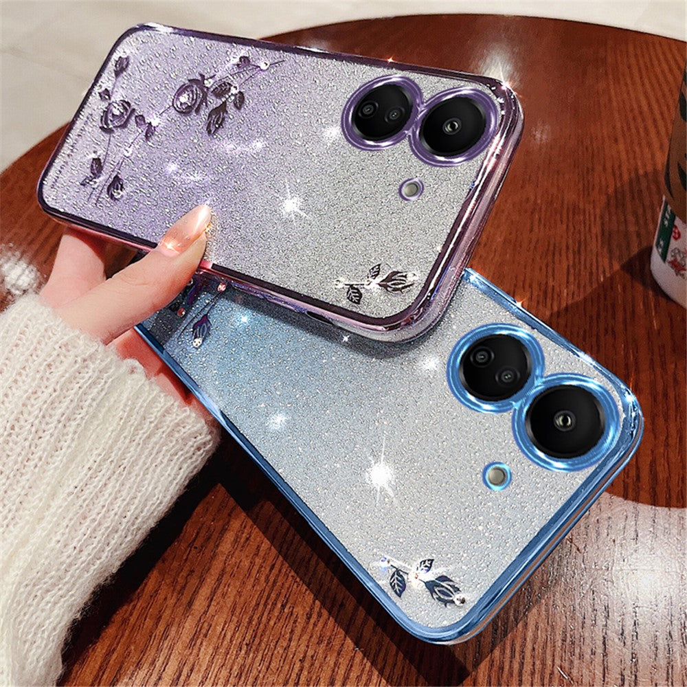 KADEM For Xiaomi Redmi 13C 4G / Poco C65 4G Cell Phone Case with Strap TPU Flower Pattern Cover