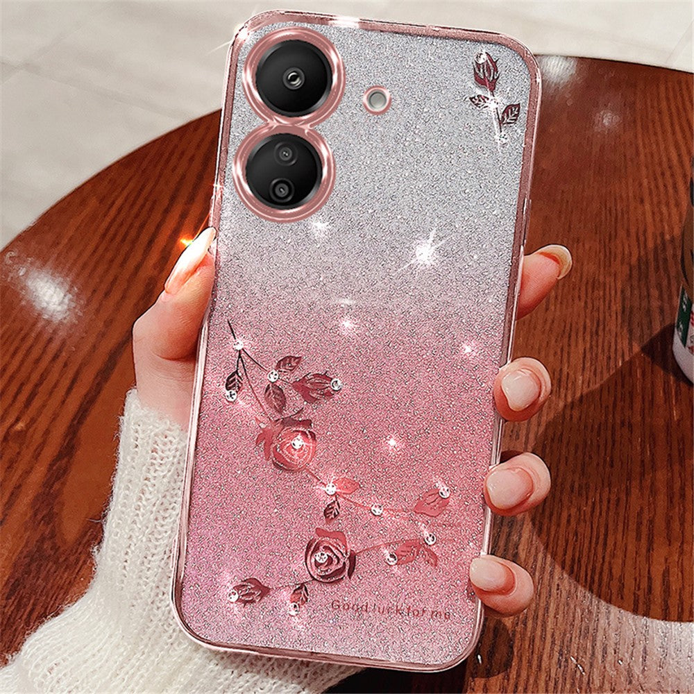 KADEM For Xiaomi Redmi 13C 4G / Poco C65 4G Case Flower Pattern Cell Phone TPU Gradient Back Cover