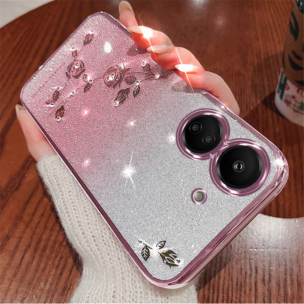 KADEM For Xiaomi Redmi 13C 4G / Poco C65 4G Case Flower Pattern Cell Phone TPU Gradient Back Cover